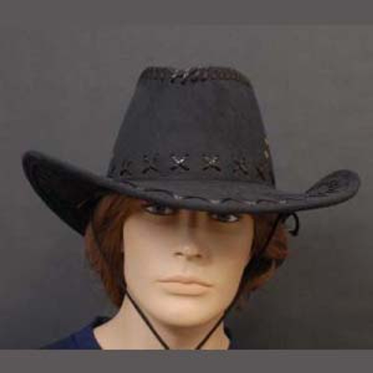 Cowboy Hat - Black Leather Style