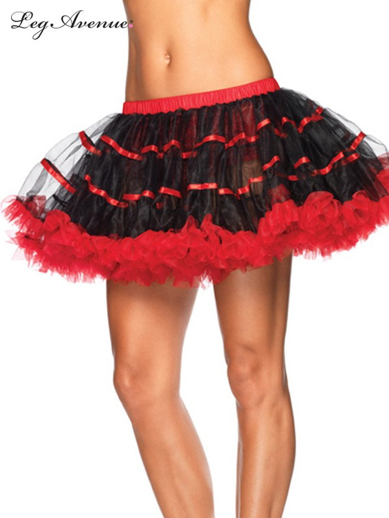 Petticoat Satin Striped Tulle Petticoat - Black/Red