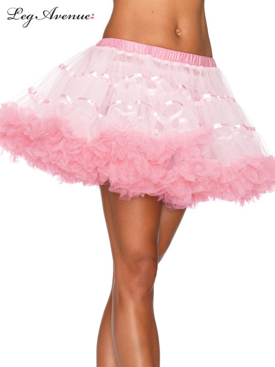 Petticoat Satin Striped Tulle Petticoat - White/Light Pink