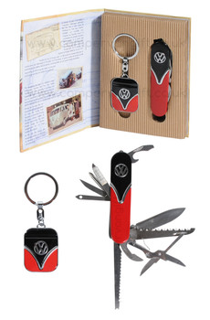 VW Campervan Penknife & Keyring Black & Red Gift Set VW Campervan Penknife & Keyring Black & Red Gift Set