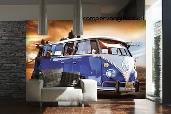 Blue Campervan Sunset Giant Wallpaper VW Wall Mural Blue Campervan Sunset Giant Wallpaper VW Wall Mural