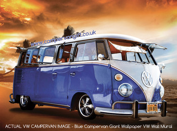 Blue Campervan Sunset Giant Wallpaper VW Wall Mural - Actual Wallpaper Image Blue Campervan Sunset Giant Wallpaper VW Wall Mural - Actual Wallpaper Image