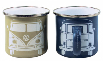 VW T1 Campervan Blue & Cream Enamel Tin Mug Set VW T1 Campervan Blue & Cream Enamel Tin Mug Set