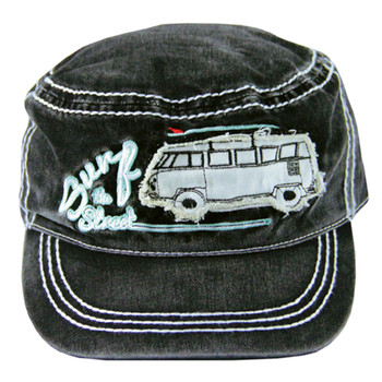 VW Surf The Street Campervan Military Cap - Black VW Surf The Street Campervan Military Cap - Black