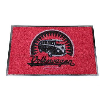 Retro Black & Red VW Campervan Doormat Retro Black & Red VW Campervan Doormat