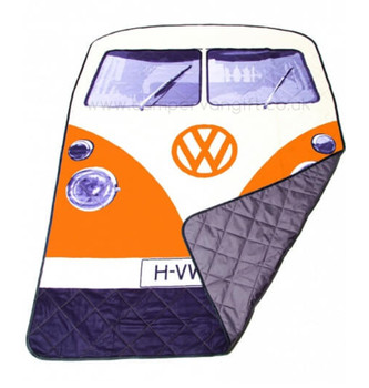Volkswagen Orange Campervan Quilted Picnic Blanket Volkswagen Orange Campervan Quilted Picnic Blanket