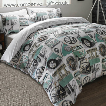 Volkswagen Classic Mint Campervan Duvet and Pillow Case Set Volkswagen Classic Mint Campervan Duvet and Pillow Case Set