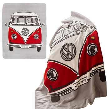 Volkswagen Red Retro Campervan Fleece Throw Blanket Volkswagen Red Retro Campervan Fleece Throw Blanket
