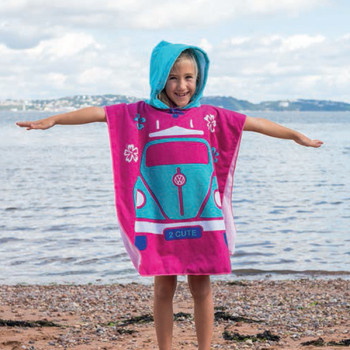 Volkswagen Beetle Kids Pink Beach Poncho Volkswagen Beetle Kids Pink Beach Poncho