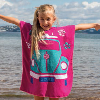 Volkswagen Beetle Kids Pink Beach Poncho Volkswagen Beetle Kids Pink Beach Poncho