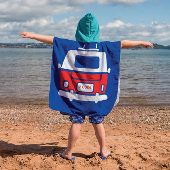 Volkswagen Campervan Kids Blue Beach Poncho Volkswagen Campervan Kids Blue Beach Poncho