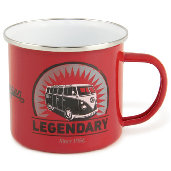 VW T1 Campervan Legendary Red Enamel Tin Mug VW T1 Campervan Legendary Red Enamel Tin Mug