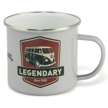 VW T1 Campervan Legendary White Enamel Tin Mug VW T1 Campervan Legendary White Enamel Tin Mug