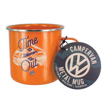 Volkswagen T25 Campervan Orange Enamel Tin Mug Volkswagen T25 Campervan Orange Enamel Tin Mug