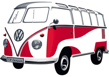 VW T1 Red & White Classic Wall Decal Sticker VW T1 Red & White Classic Wall Decal Sticker