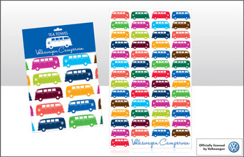 VW Multi Coloured Campervan Tea Towel VW Multi Coloured Campervan Tea Towel