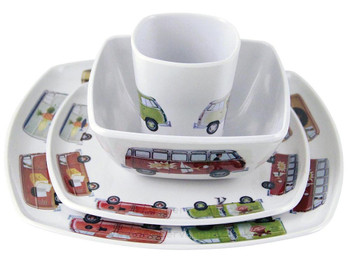 VW T1 Campervan Melamine 4 Piece Tableware Set VW T1 Campervan Melamine 4 Piece Tableware Set