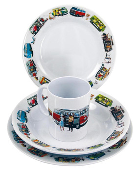 VW Split & Bay Campervan Melamine 8 Piece Tableware Set VW Split & Bay Campervan Melamine 8 Piece Tableware Set