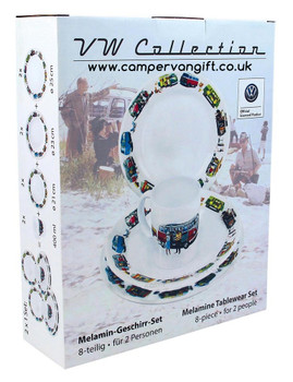 VW Split & Bay Campervan Melamine 8 Piece Tableware Set VW Split & Bay Campervan Melamine 8 Piece Tableware Set