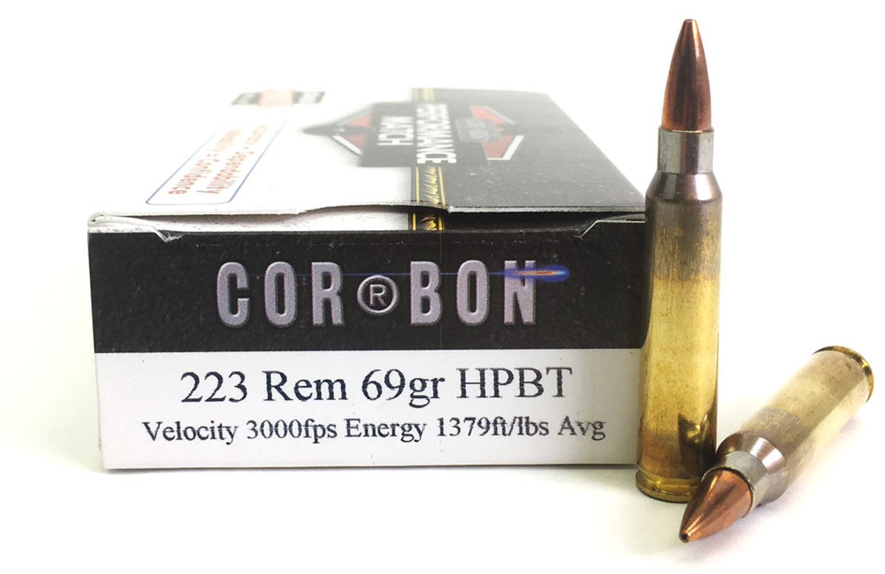 223 69 grain performance match hp bt corbon 20 rounds pm22369 20