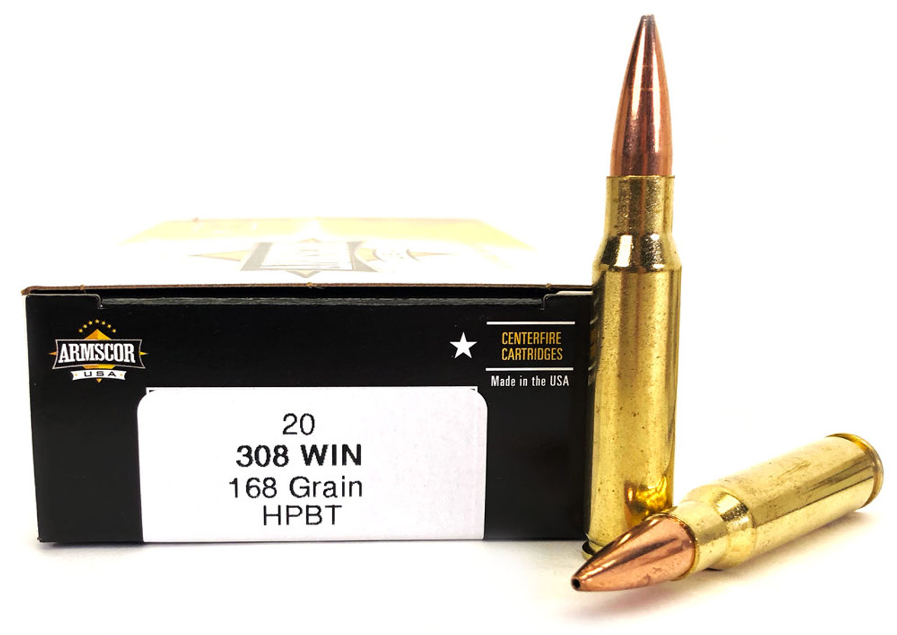 308 win 168 grain hpbt armscor usa ammunition for sale in stock