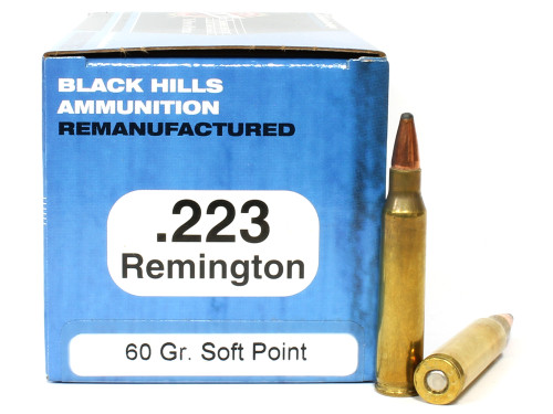 .223 60 Grain SP Black Hills - 50 Rounds, Factory Reman. .223 60 Grain SP Black Hills - 50 Rounds, Factory Reman.