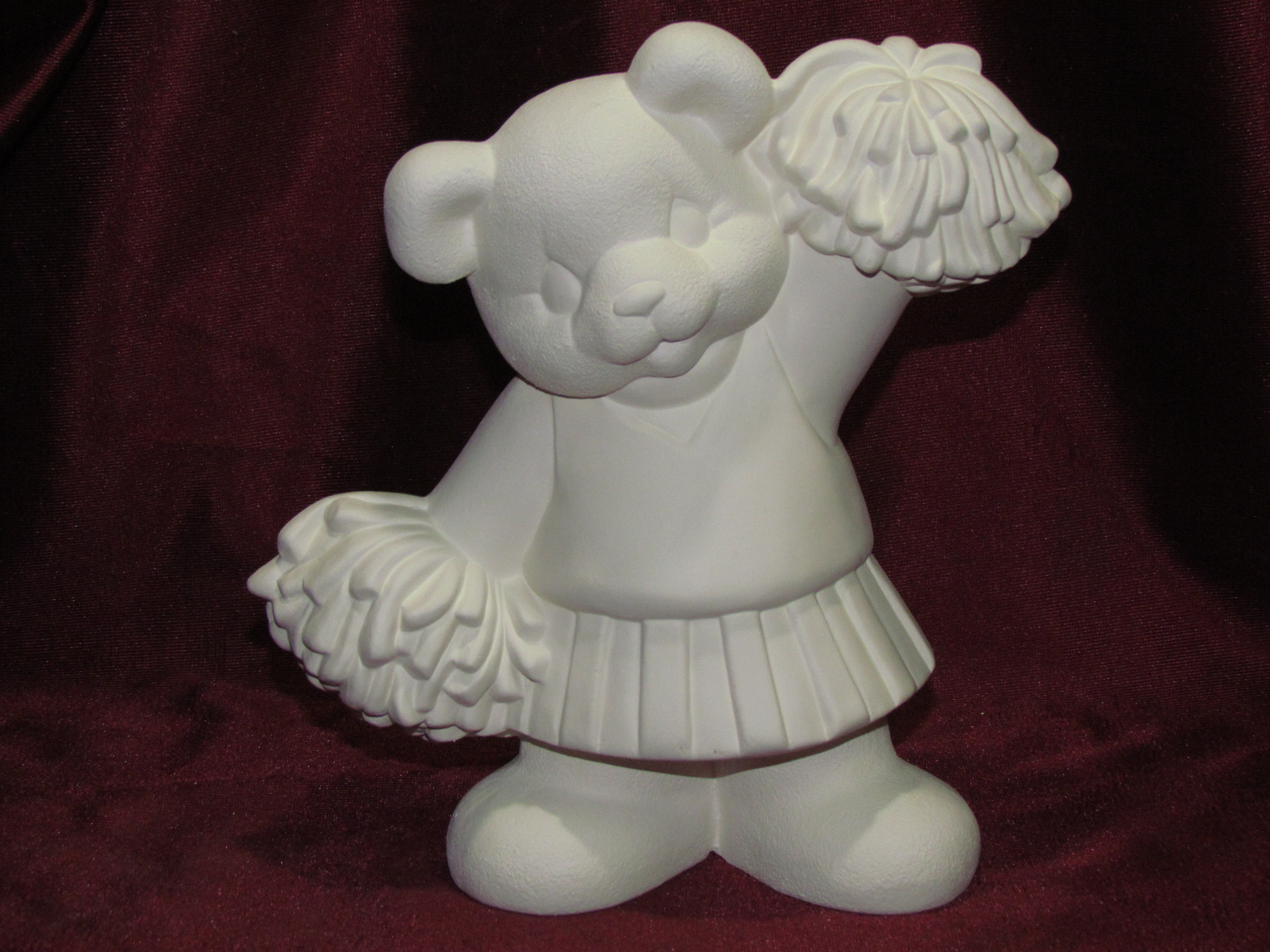 Ceramic Bisque Cheerleader Bear U Paint Ready to Paint Sports School