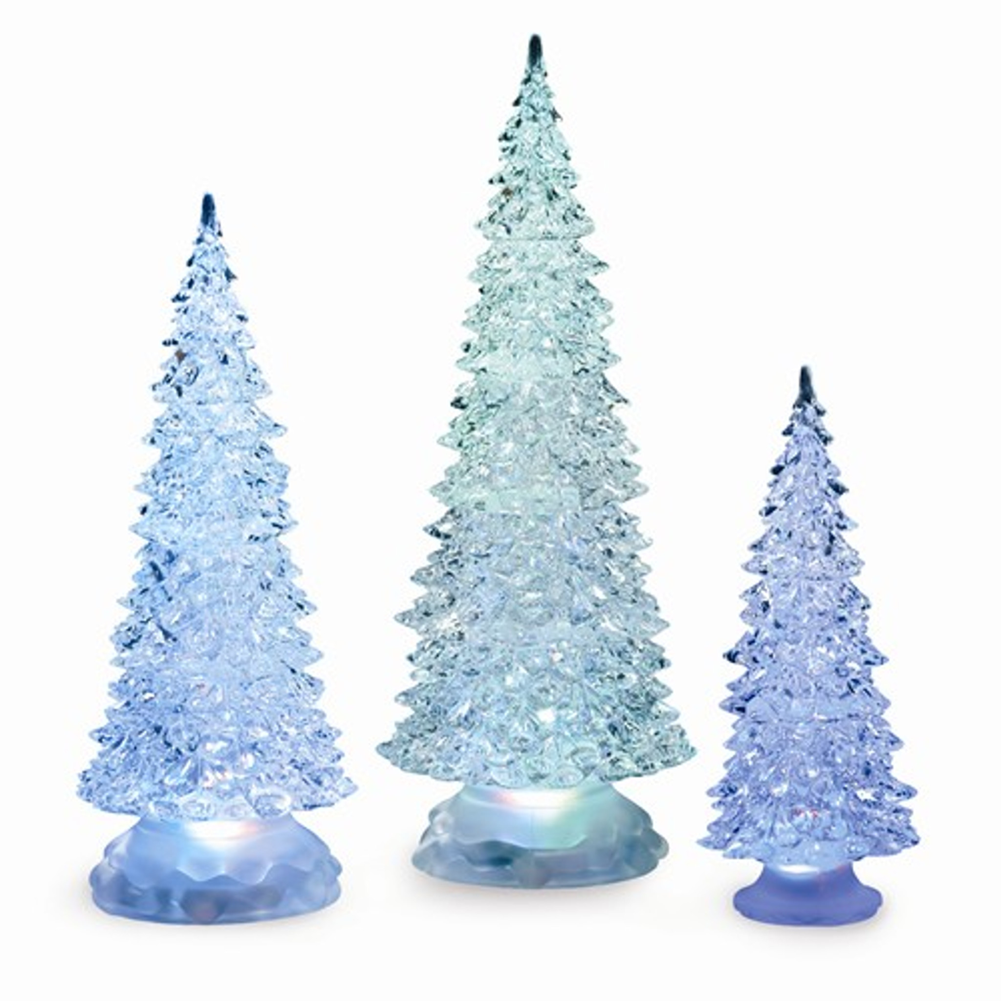 3Piece Acrylic Lighted Battery Operated Christmas Tree Set HomeBello