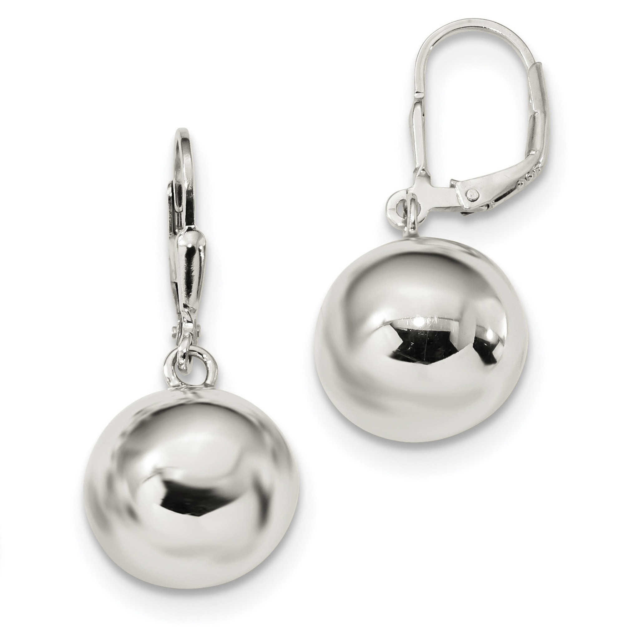 14mm Ball Dangle Leverback Earrings Sterling Silver QE13327 HomeBello
