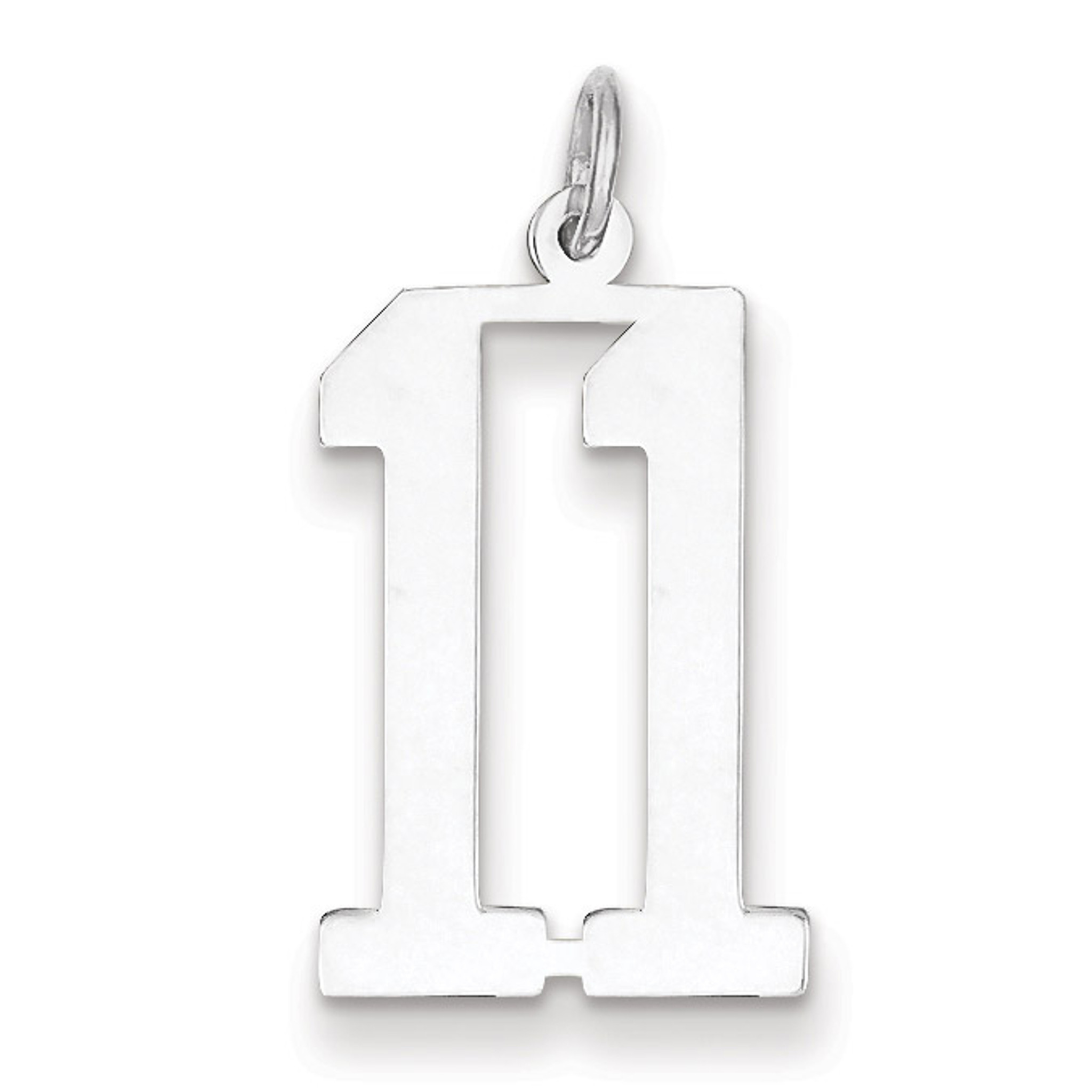 Charm Number 11 Elongated Pol Sterling Silver Small Qes11