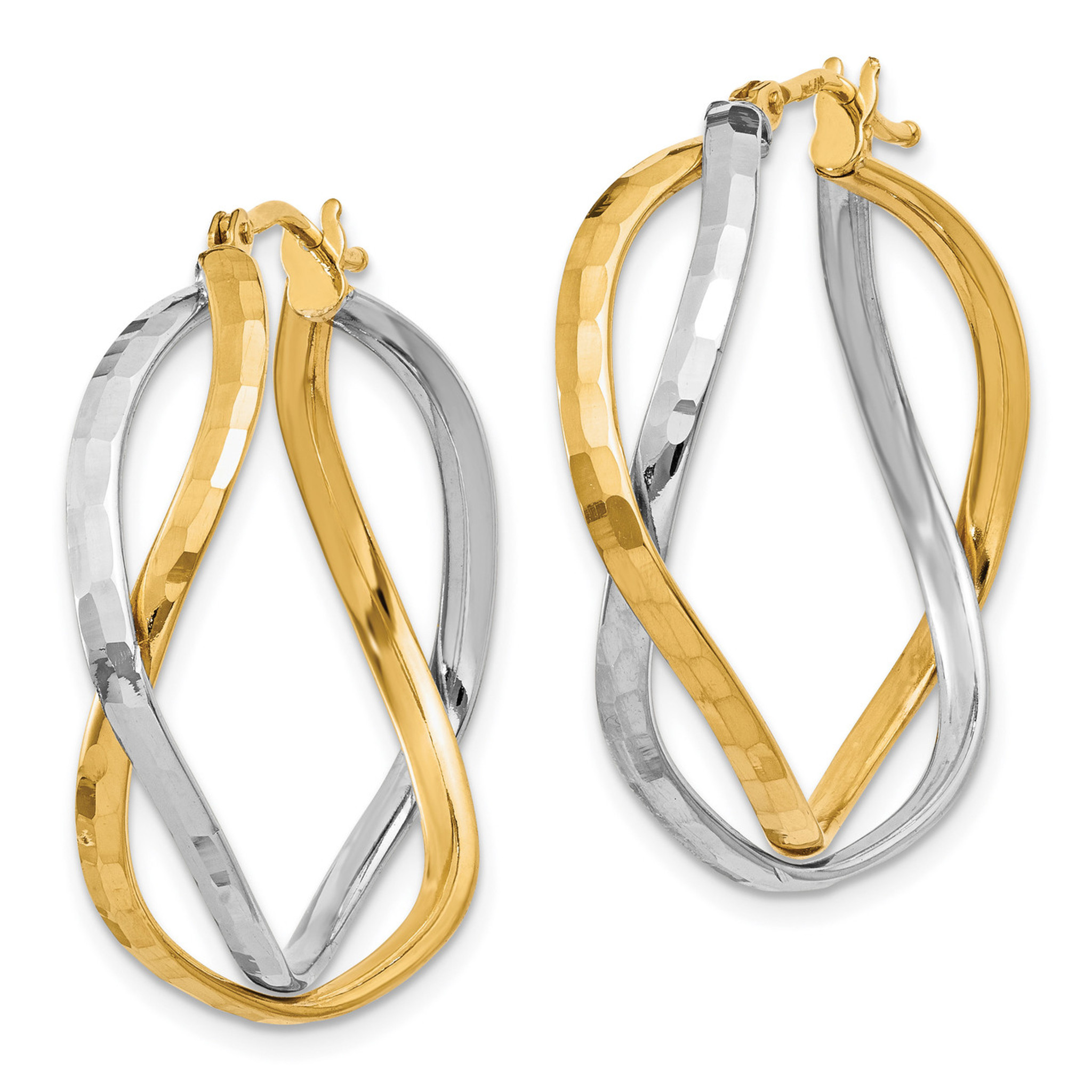 Criss Cross Hoop Earrings 14k Two-tone Gold Polished LE1568 by Leslie's ...