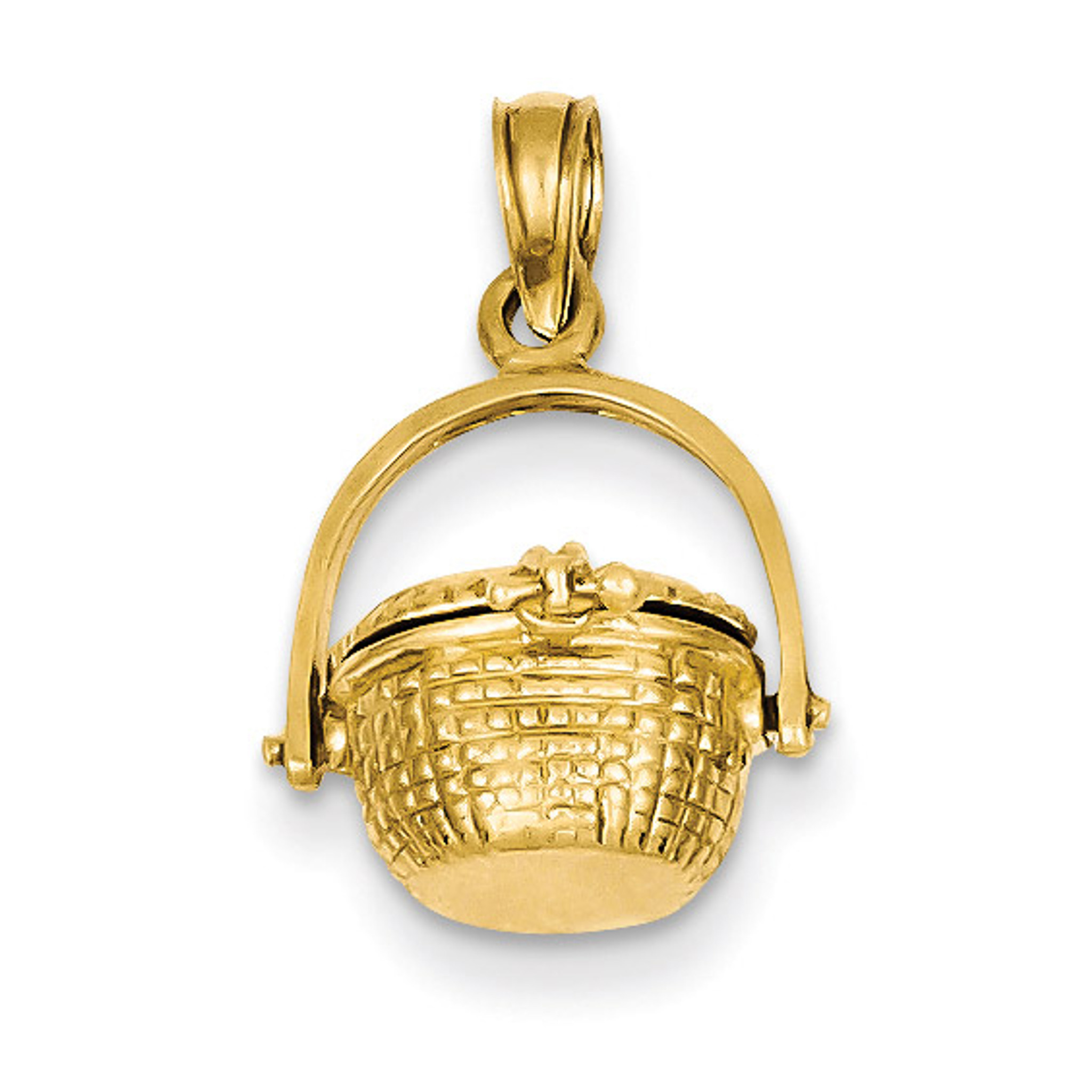 3D Nantucket Basket Pendant 14k Gold HomeBello