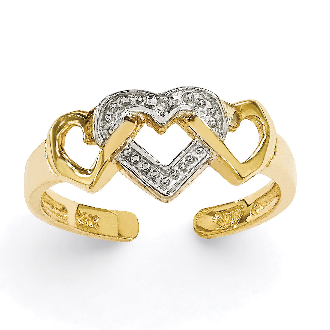 Diamond Heart Toe Ring 14k Gold Rhodium HomeBello