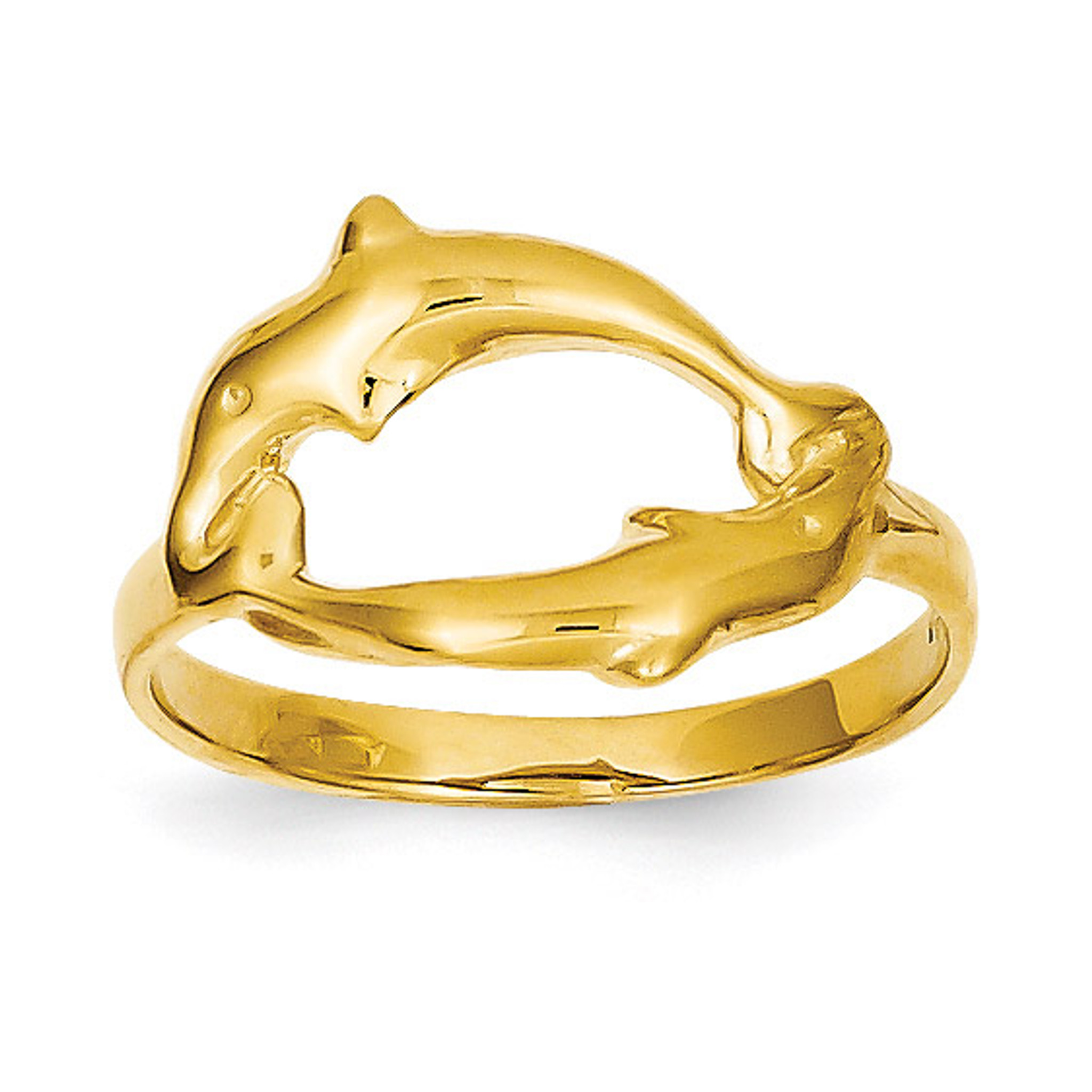 Dolphin Kissing Dolphin Ring 14k Gold - HomeBello