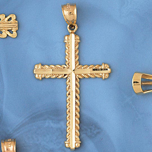 Cross Pendant Necklace Charm Bracelet in Gold or Silver 7861