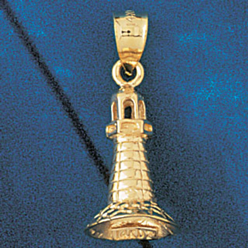 Lighthouse Dimensional Pendant Necklace Charm Bracelet in Gold or Silver 1465