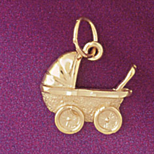 Baby Stroller Bassinet Pendant Necklace Charm Bracelet in Gold or Silver 5929