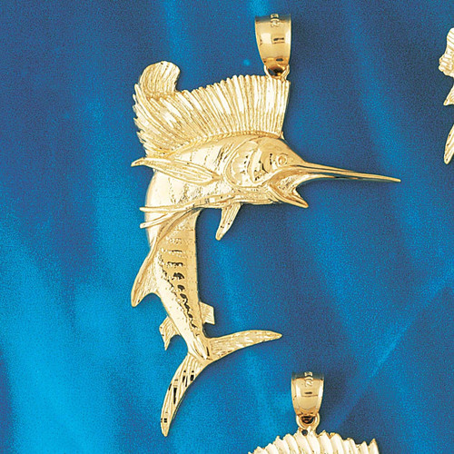 Marlin Sailfish Pendant Necklace Charm Bracelet in Gold or Silver 516