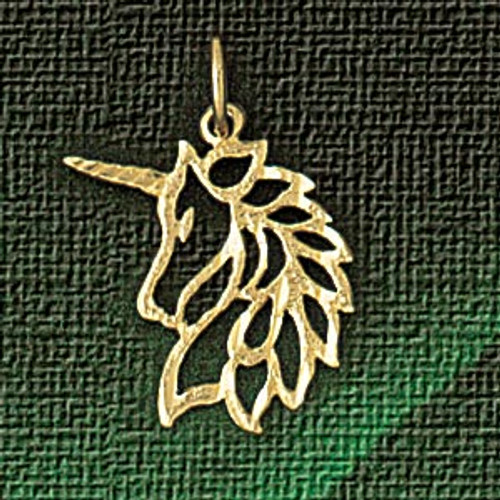Unicorn Head Pendant Necklace Charm Bracelet in Gold or Silver 1882