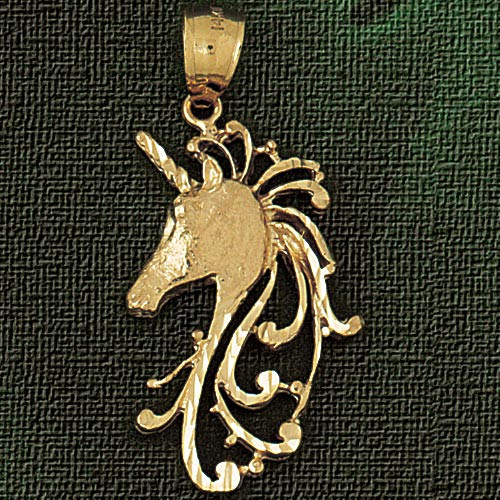 Unicorn Head Pendant Necklace Charm Bracelet in Gold or Silver 1885