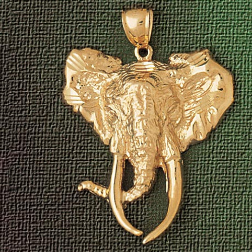Elephant Head Pendant Necklace Charm Bracelet in Gold or Silver 2344