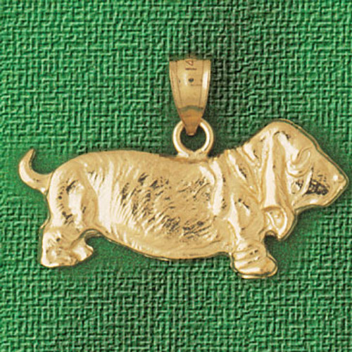 Basset Hound Dog Pendant Necklace Charm Bracelet in Gold or Silver 2110