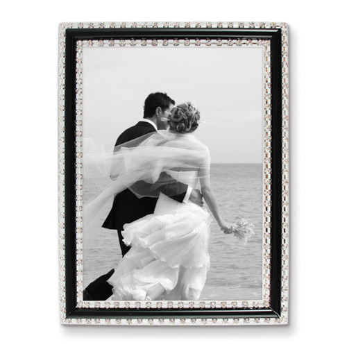 Clear Optical Glass with Crystals & Black Border 5 x 7 Inch Picture Frame GM11472
