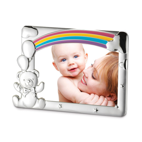 Silver-plated Baby Rainbow & Bear 5 x 7 Inch Picture Frame GM12865