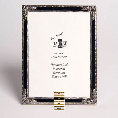 Haffke Silver Enamel Picture Frame with Rose 8 x 10 Inch