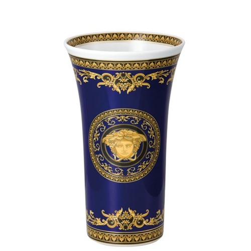 Versace Medusa Blue Vase Porcelain 10 1/4 inch