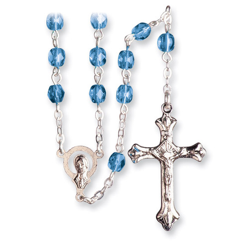Blue Crystal Beaded 17.5 Inch September Birthstone Rosary GL5470