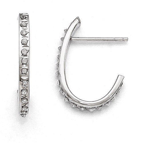 Hoop Earrings 14k White Gold with Diamonds DF160