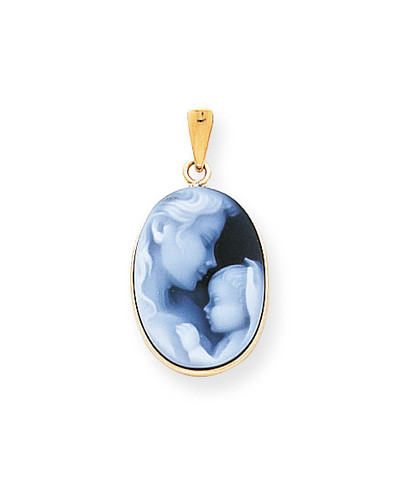 13x18mm Agate Cameo with Sentiment Pendant 14k Gold XU415-A