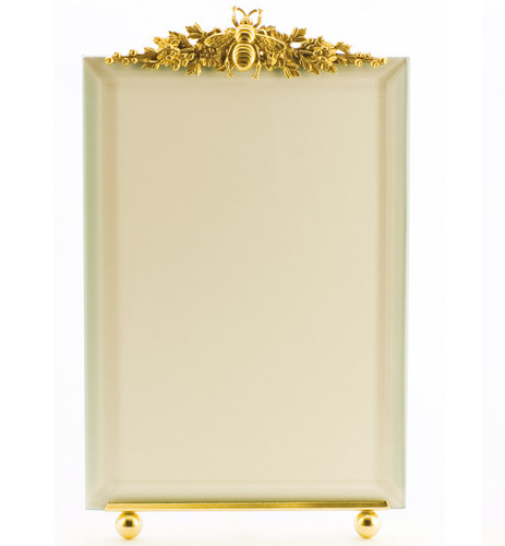 La Paris Bee And Flowers 3.5 x 5 Inch Brass Picture Frame - Vertical